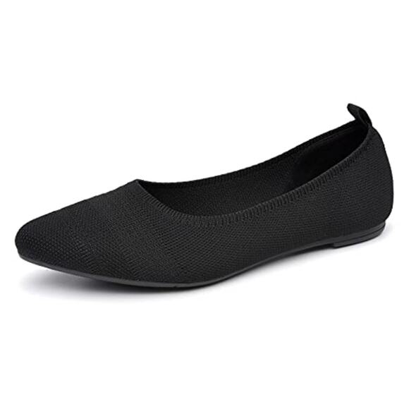 Black Flats Ballet Flats Pointed Toe Mesh Breathable Cushion Comfort Size 10 New - Picture 2 of 10